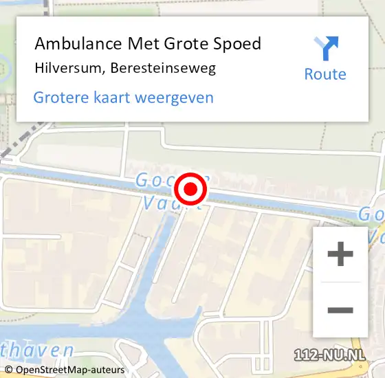 Locatie op kaart van de 112 melding: Ambulance Met Grote Spoed Naar Hilversum, Beresteinseweg op 27 mei 2020 16:51