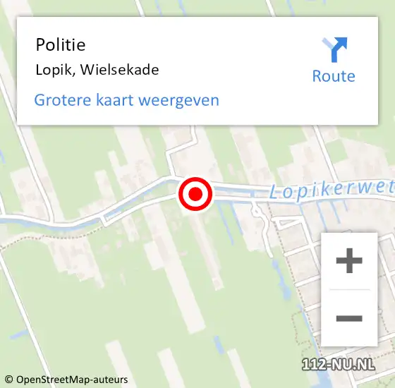 Locatie op kaart van de 112 melding: Politie Lopik, Wielsekade op 27 mei 2020 17:00