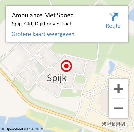 Locatie op kaart van de 112 melding: Ambulance Met Spoed Naar Spijk Gld, Dijkhoevestraat op 27 mei 2020 17:11
