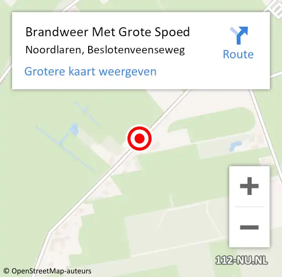 Locatie op kaart van de 112 melding: Brandweer Met Grote Spoed Naar Noordlaren, Beslotenveenseweg op 27 mei 2020 17:33