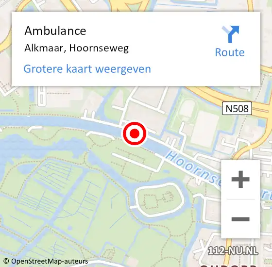 Locatie op kaart van de 112 melding: Ambulance Alkmaar, Hoornseweg op 27 mei 2020 17:43