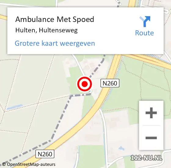 Locatie op kaart van de 112 melding: Ambulance Met Spoed Naar Hulten, Hultenseweg op 7 mei 2014 20:35