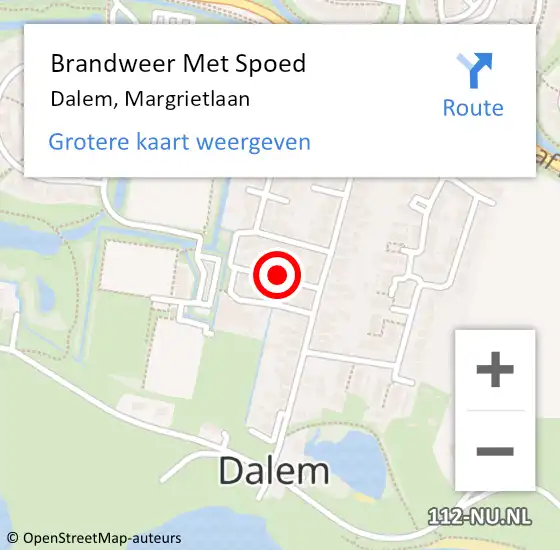 Locatie op kaart van de 112 melding: Brandweer Met Spoed Naar Dalem, Margrietlaan op 27 mei 2020 17:59