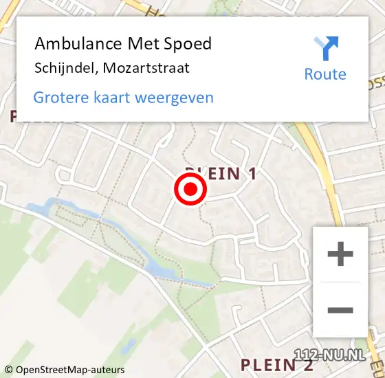 Locatie op kaart van de 112 melding: Ambulance Met Spoed Naar Schijndel, Mozartstraat op 27 mei 2020 18:03