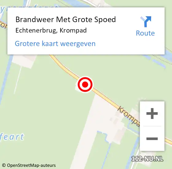 Locatie op kaart van de 112 melding: Brandweer Met Grote Spoed Naar Echtenerbrug, Krompad op 27 mei 2020 18:09