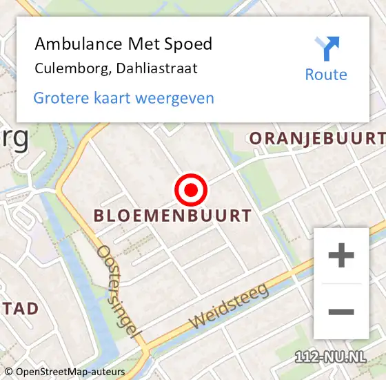 Locatie op kaart van de 112 melding: Ambulance Met Spoed Naar Culemborg, Dahliastraat op 27 mei 2020 18:34