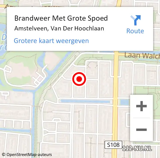 Locatie op kaart van de 112 melding: Brandweer Met Grote Spoed Naar Amstelveen, Van Der Hoochlaan op 27 mei 2020 19:16