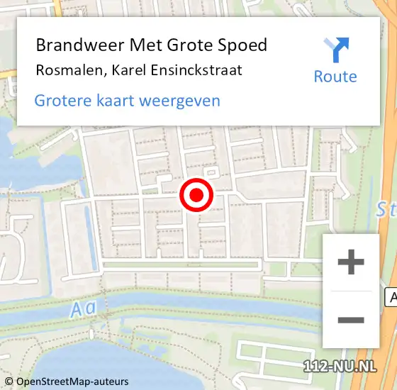 Locatie op kaart van de 112 melding: Brandweer Met Grote Spoed Naar Rosmalen, Karel Ensinckstraat op 27 mei 2020 19:33