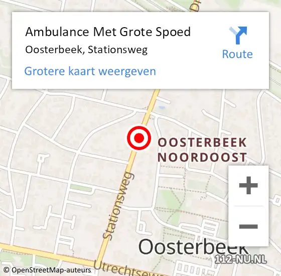 Locatie op kaart van de 112 melding: Ambulance Met Grote Spoed Naar Oosterbeek, Stationsweg op 27 mei 2020 20:13