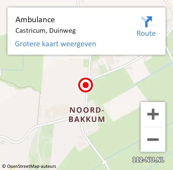 Locatie op kaart van de 112 melding: Ambulance Castricum, Duinweg op 27 mei 2020 20:35