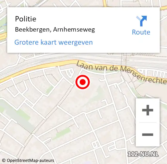 Locatie op kaart van de 112 melding: Politie Beekbergen, Arnhemseweg op 27 mei 2020 20:41