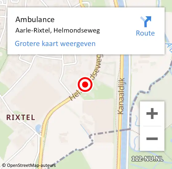Locatie op kaart van de 112 melding: Ambulance Aarle-Rixtel, Helmondseweg op 27 mei 2020 22:02