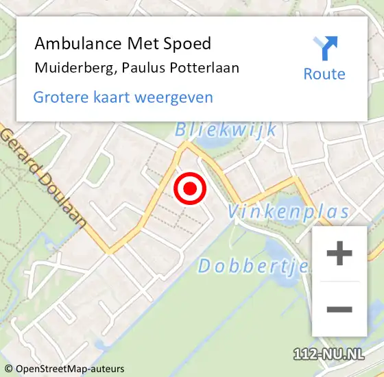 Locatie op kaart van de 112 melding: Ambulance Met Spoed Naar Muiderberg, Paulus Potterlaan op 1 oktober 2013 09:15