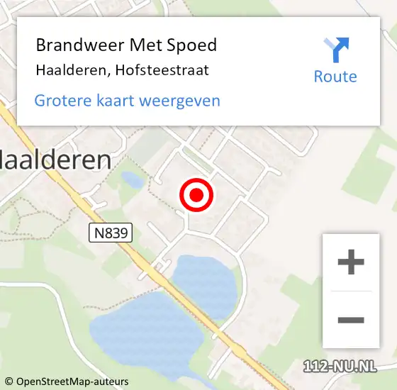 Locatie op kaart van de 112 melding: Brandweer Met Spoed Naar Haalderen, Hofsteestraat op 27 mei 2020 23:08