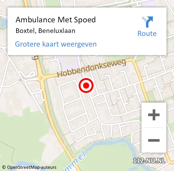 Locatie op kaart van de 112 melding: Ambulance Met Spoed Naar Boxtel, Beneluxlaan op 28 mei 2020 00:36