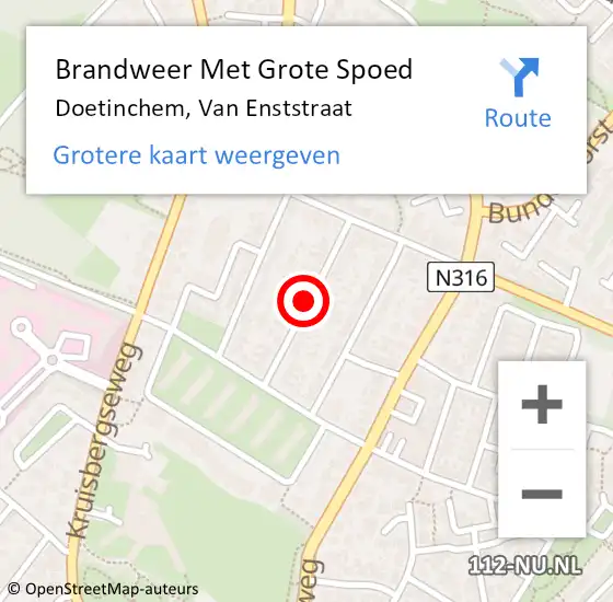 Locatie op kaart van de 112 melding: Brandweer Met Grote Spoed Naar Doetinchem, Van Enststraat op 28 mei 2020 02:09