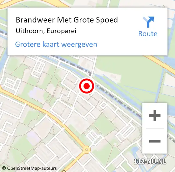 Locatie op kaart van de 112 melding: Brandweer Met Grote Spoed Naar Uithoorn, Europarei op 28 mei 2020 03:54