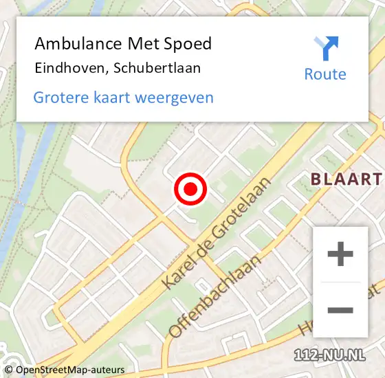 Locatie op kaart van de 112 melding: Ambulance Met Spoed Naar Eindhoven, Schubertlaan op 28 mei 2020 05:59