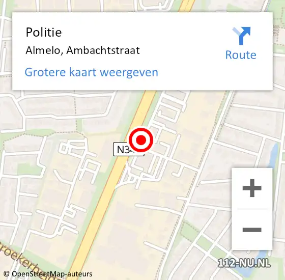 Locatie op kaart van de 112 melding: Politie Almelo, Ambachtstraat op 28 mei 2020 07:34