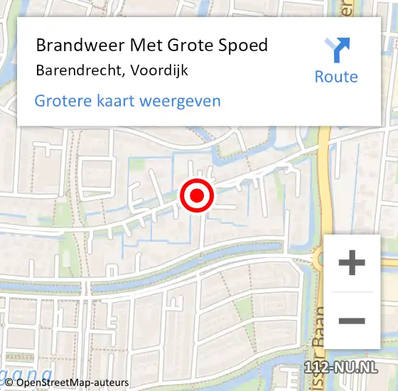 Locatie op kaart van de 112 melding: Brandweer Met Grote Spoed Naar Barendrecht, Voordijk op 28 mei 2020 08:14