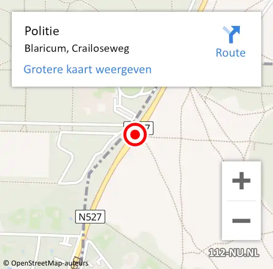 Locatie op kaart van de 112 melding: Politie Blaricum, Crailoseweg op 28 mei 2020 08:23