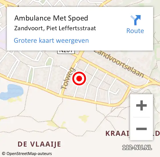 Locatie op kaart van de 112 melding: Ambulance Met Spoed Naar Zandvoort, Piet Leffertsstraat op 28 mei 2020 10:03