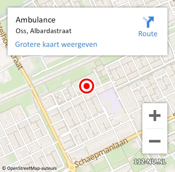 Locatie op kaart van de 112 melding: Ambulance Oss, Albardastraat op 28 mei 2020 10:40