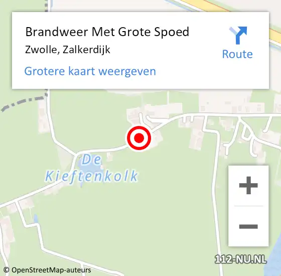 Locatie op kaart van de 112 melding: Brandweer Met Grote Spoed Naar Zwolle, Zalkerdijk op 28 mei 2020 10:47