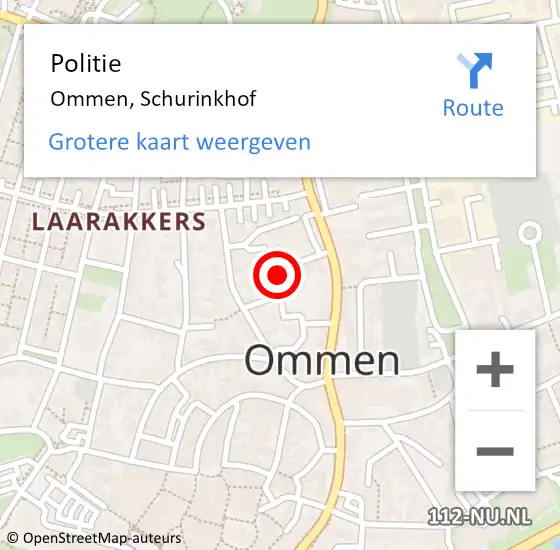 Locatie op kaart van de 112 melding: Politie Ommen, Schurinkhof op 28 mei 2020 11:17