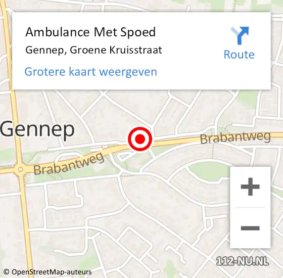 Locatie op kaart van de 112 melding: Ambulance Met Spoed Naar Gennep, Groene Kruisstraat op 28 mei 2020 11:22