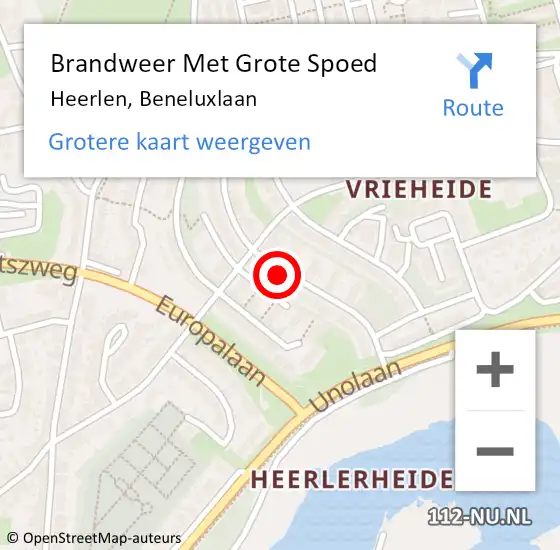 Locatie op kaart van de 112 melding: Brandweer Met Grote Spoed Naar Heerlen, Beneluxlaan op 28 mei 2020 11:32