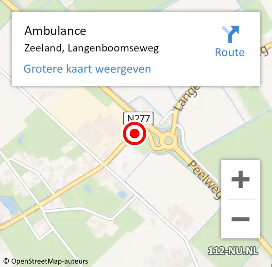 Locatie op kaart van de 112 melding: Ambulance Zeeland, Langenboomseweg op 28 mei 2020 12:12