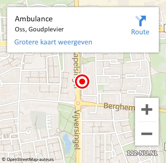 Locatie op kaart van de 112 melding: Ambulance Oss, Goudplevier op 28 mei 2020 12:13