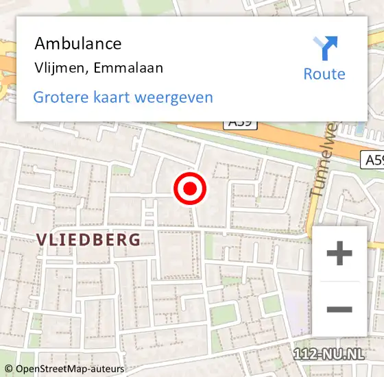 Locatie op kaart van de 112 melding: Ambulance Vlijmen, Emmalaan op 28 mei 2020 12:48