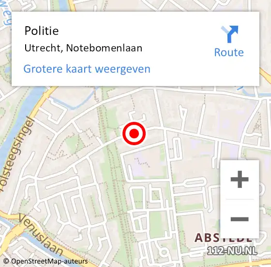 Locatie op kaart van de 112 melding: Politie Utrecht, Notebomenlaan op 28 mei 2020 13:13