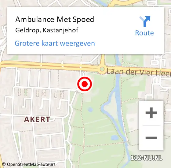 Locatie op kaart van de 112 melding: Ambulance Met Spoed Naar Geldrop, Kastanjehof op 28 mei 2020 13:20