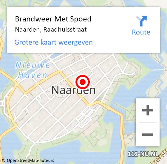 Locatie op kaart van de 112 melding: Brandweer Met Spoed Naar Naarden, Raadhuisstraat op 28 mei 2020 13:25