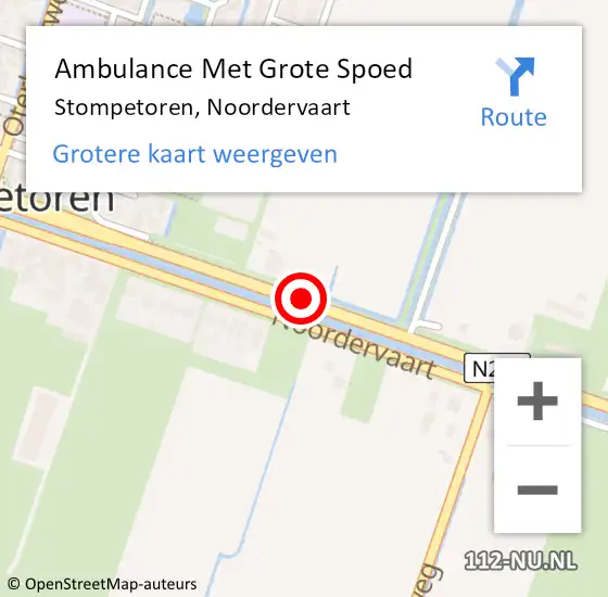Locatie op kaart van de 112 melding: Ambulance Met Grote Spoed Naar Stompetoren, Noordervaart op 28 mei 2020 13:47
