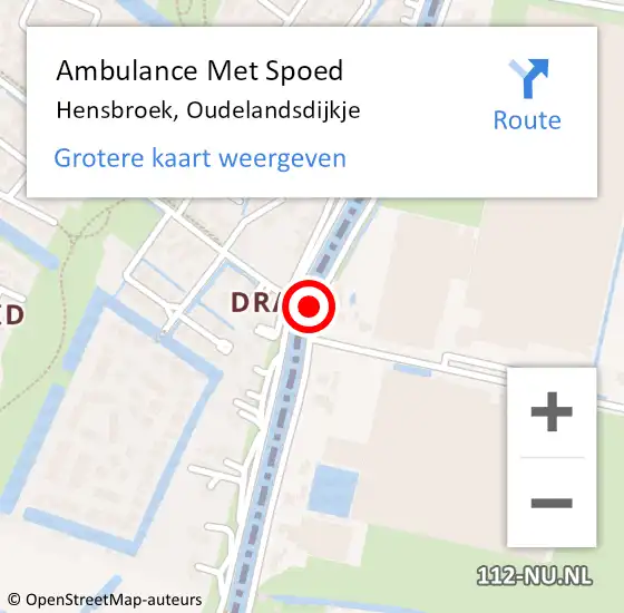 Locatie op kaart van de 112 melding: Ambulance Met Spoed Naar Hensbroek, Oudelandsdijkje op 28 mei 2020 13:57