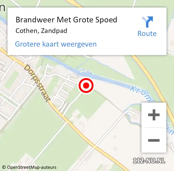 Locatie op kaart van de 112 melding: Brandweer Met Grote Spoed Naar Cothen, Zandpad op 28 mei 2020 15:25