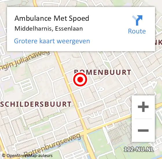 Locatie op kaart van de 112 melding: Ambulance Met Spoed Naar Middelharnis, Essenlaan op 28 mei 2020 15:56