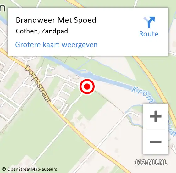 Locatie op kaart van de 112 melding: Brandweer Met Spoed Naar Cothen, Zandpad op 28 mei 2020 16:03