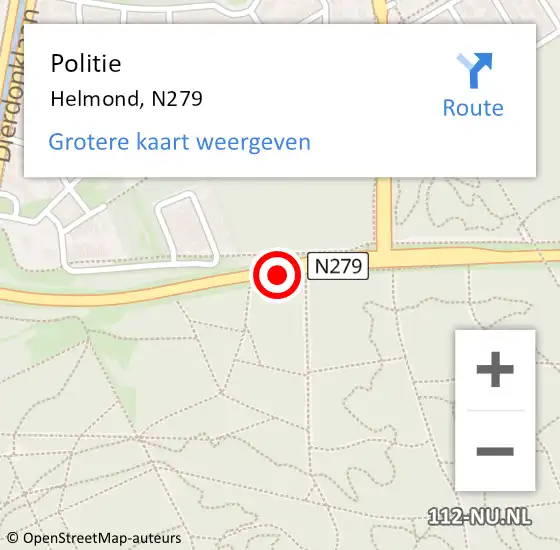 Locatie op kaart van de 112 melding: Politie Helmond, N279 hectometerpaal: 36,3 op 28 mei 2020 16:11