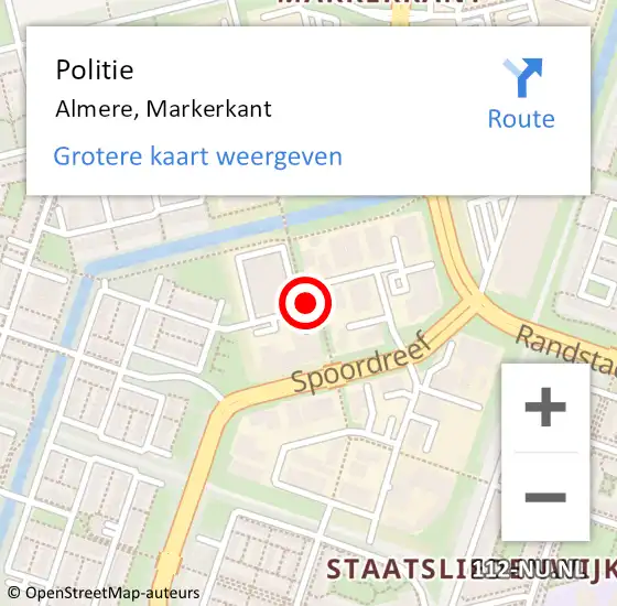 Locatie op kaart van de 112 melding: Politie Almere, Markerkant op 28 mei 2020 16:17