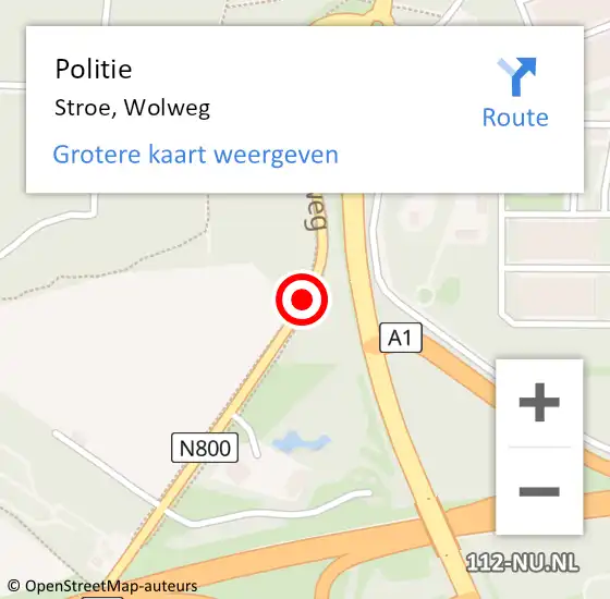 Locatie op kaart van de 112 melding: Politie Stroe, Wolweg op 28 mei 2020 16:47
