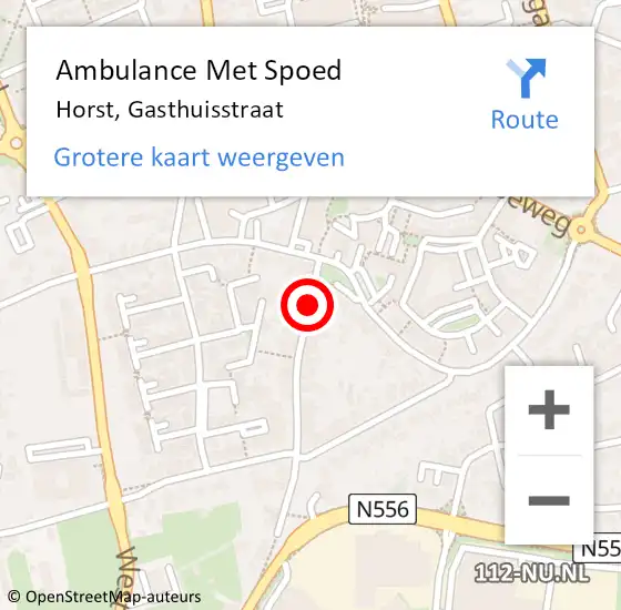 Locatie op kaart van de 112 melding: Ambulance Met Spoed Naar Horst, Gasthuisstraat op 28 mei 2020 17:13