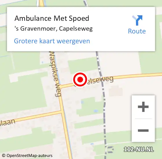 Locatie op kaart van de 112 melding: Ambulance Met Spoed Naar 's Gravenmoer, Capelseweg op 7 mei 2014 23:40