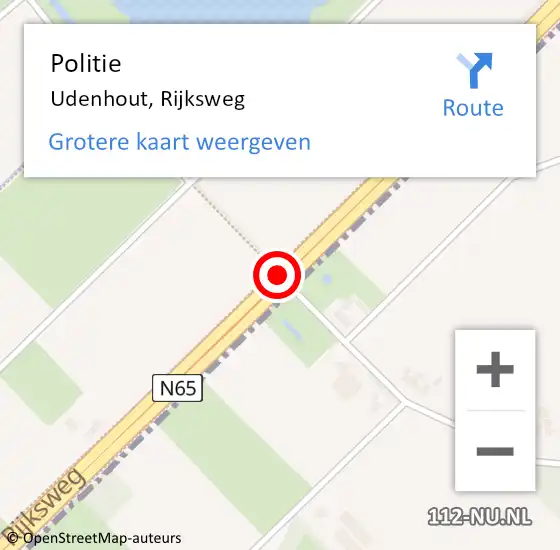 Locatie op kaart van de 112 melding: Politie Udenhout, Rijksweg op 28 mei 2020 18:41