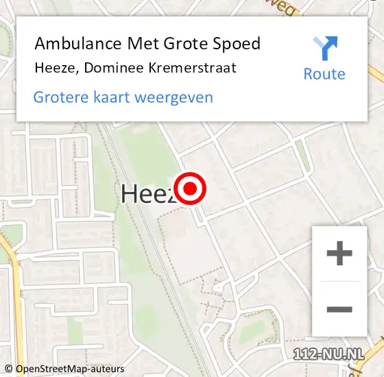 Locatie op kaart van de 112 melding: Ambulance Met Grote Spoed Naar Heeze, Dominee Kremerstraat op 28 mei 2020 18:45
