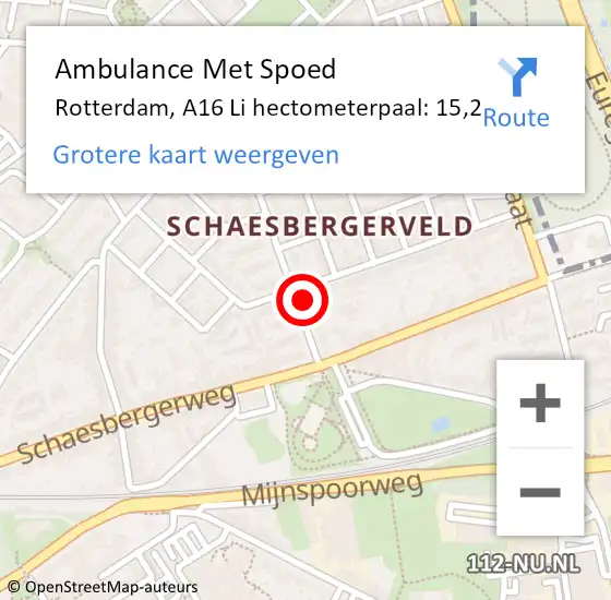 Locatie op kaart van de 112 melding: Ambulance Met Spoed Naar Rotterdam, A16 Li hectometerpaal: 23,2 op 28 mei 2020 20:23